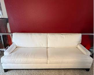 Pottery Barn Down-Wrapped Sofa | Large Designer Living Room Couch | Estate Auction Furniture | Upholstered Seating
