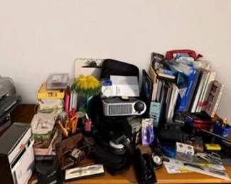 Lot #51 Bose QuietComfort 2 Headphones, Projector & Massive Office Supply Lot – Electronics, Books, Desk Accessories & More