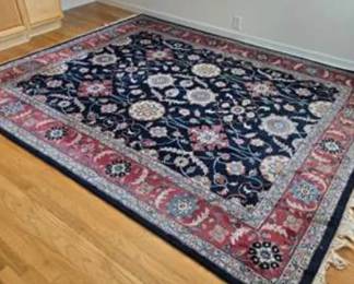 Lot #195 Large Hand-Knotted Persian Style Wool Area Rug – 92” x 116” Traditional Oriental Floral Carpet