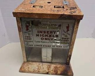 Lot #361 Antique Stamp Vending Machine | Countertop Postal Stamp Dispenser | Country Store & Americana Collectible