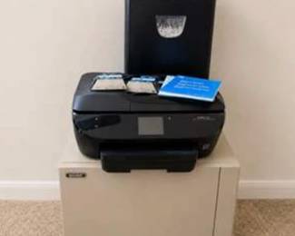 Lot #50 HP Envy All-in-One Wireless Printer & Rolling Storage Cabinet – Home Office Printing Station