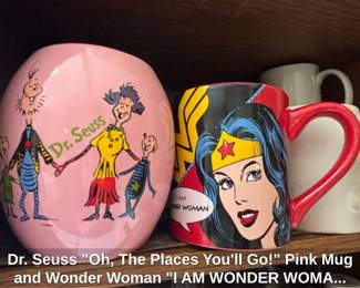 Dr. Seuss Oh, The Places Youll Go Pink Mug and Wonder Woman I AM WONDER WOMAN Red Handle Mug