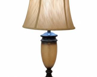 Vintage Urn Shaped Table Lamp with Frosted Crackle Glass Base and Fabric Shade