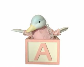 Baby Duck Figurine with ABC Block