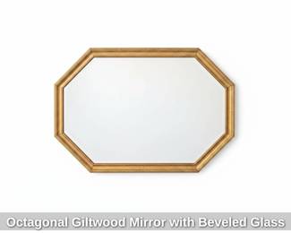 Octagonal Giltwood Mirror with Beveled Glass