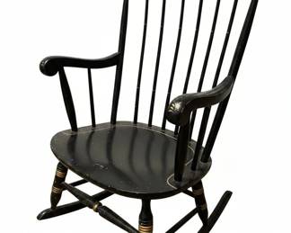 Vintage Nichols Stone Black Stenciled Rocking Chair with Fruit Decals