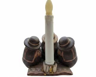 Trio of Snowmen Ceramic Candle Holder