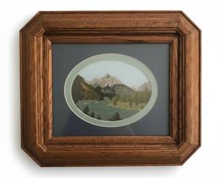 Oval Landscape Embroidery Artwork