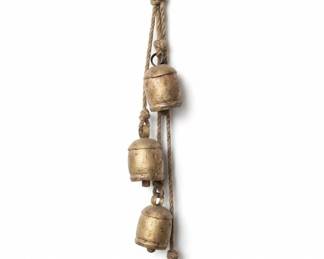 Set of Rustic Gold Cow Bells on Rope