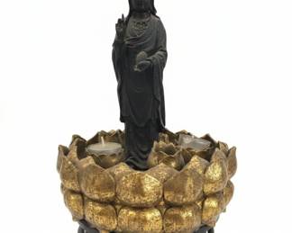 Guan Yin with Lotus Candle Holder