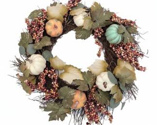 Autumn Harvest Pumpkin and Berry Wreath