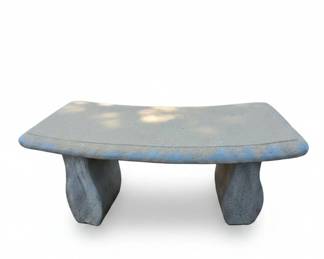 Concrete Garden Bench with Blue Trim