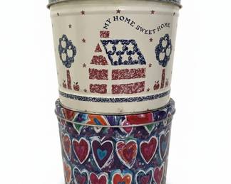 Vintage My Home Sweet Home Tin Planter with Heart Design