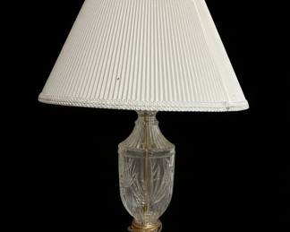 Waterford Crystal Table Lamp with Pleated Shade