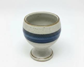 Stoneware Goblets with Blue Stripe Glaze second image