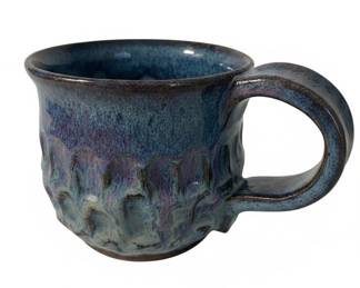 Studio Pottery Mug with Textured Glaze and Makers Mark