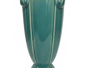 Vintage McCoy Pottery Double Handle Vase in Turquoise Glaze