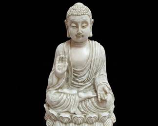 Seated Buddha Figurine Faux Stone Finish