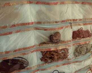Assorted Costume Jewelry Collection in Hanging Organizer third image