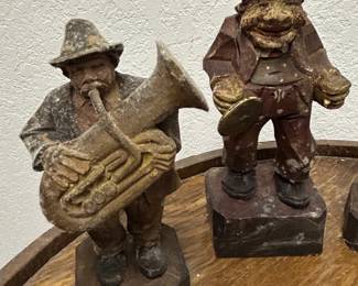 Vintage Carved Wooden Figures Musicians and Pedestrians second image
