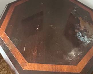 Octagonal Pedestal Table with Inlaid Border second image