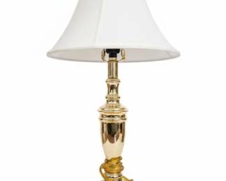 Stiffel Brass Table Lamp with White Fabric Shade