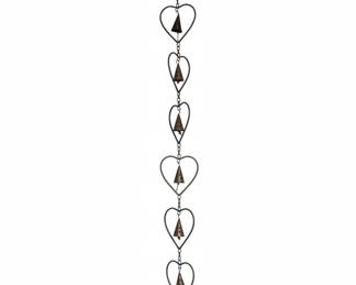 Flamed Copper Heart and Bell Rain Chain