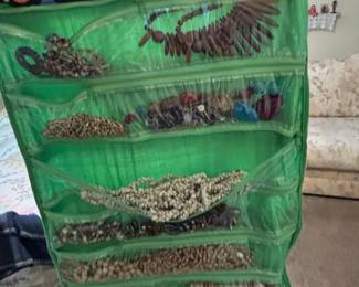 Assorted Beaded Necklaces and Bracelets in Hanging Organizer second image