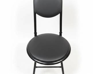 Black Folding Stool with Backrest