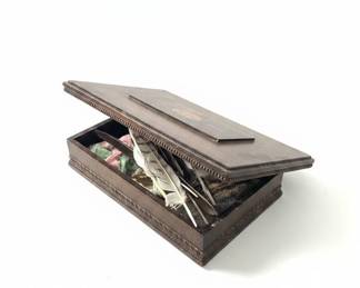 Antique Inlaid Wooden Stationery Box second image