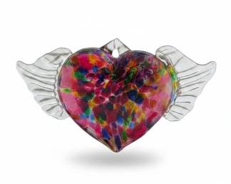 Art Glass Heart with Wings