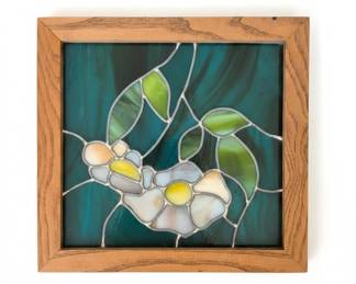Stained Glass Panel with Floral Motif Tiffany Style