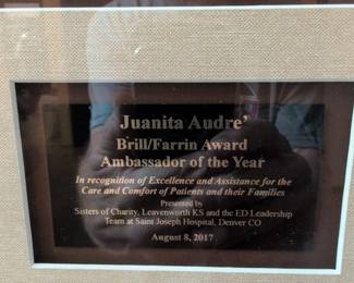Juanita Audre Brill or Farrin Award Ambassador of the Year Framed Plaque second image