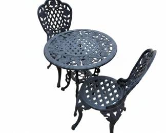 Cast Iron Rose Pattern Bistro Set