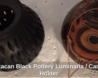 Oaxacan Black Pottery Luminaria or Candle Holder