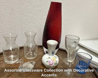Assorted Glassware Collection with Decorative Accents