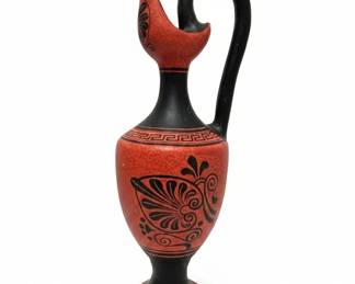 Handmade Greek Style Pitcher with Red and Black Glaze