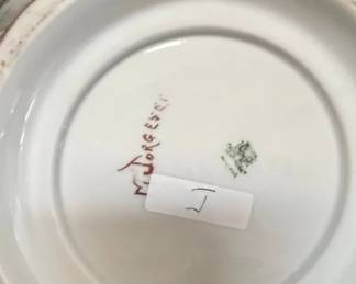 HandPainted Porcelain Punch Bowl with Grapes and Gold Rim second image