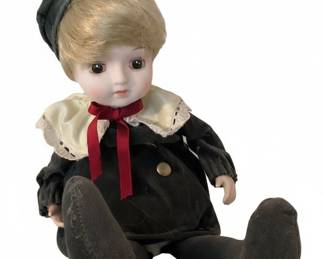 Vintage Porcelain Doll with Velvet Outfit