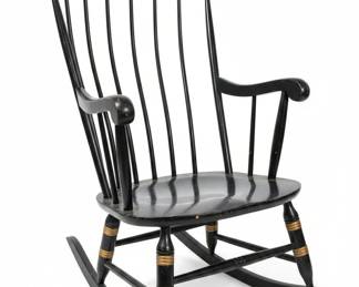 Vintage Nichols Stone Black Stenciled Rocking Chair with Fruit Decals second image