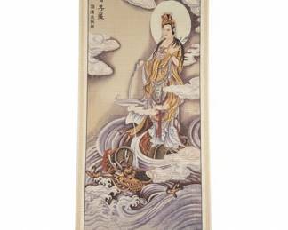 Chinese Scroll Painting of Guanyin with Dragon