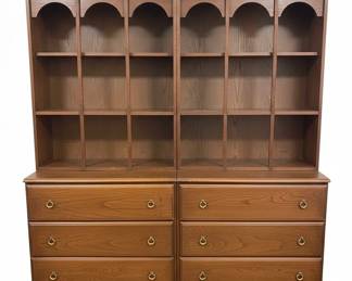 Vintage Wooden Bookcase with Drawers