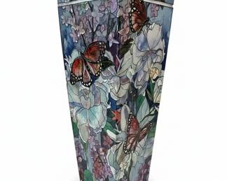 AMIA HandPainted Glass Vase with Butterfly and Floral Motif