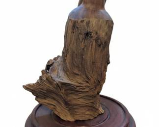 Carved Wooden Guanyin Figure on Pedestal second image
