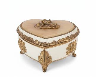 HeartShaped Music Box with Ormolu Accents and Cameo
