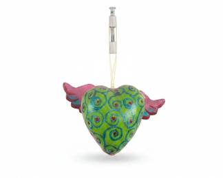 HandPainted Paper Mache Winged Heart Ornament
