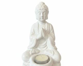 White Ceramic Buddha Votive Candle Holder