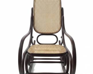 Thonet Style Bentwood Rocking Chair with Cane Seating