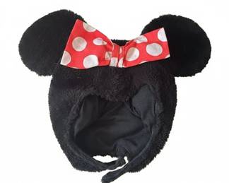 Minnie Mouse Plush Hoodie Hat with Polka Dot Bow
