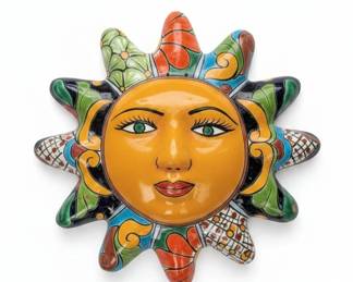 Ceramic Sun Face Wall Plaque